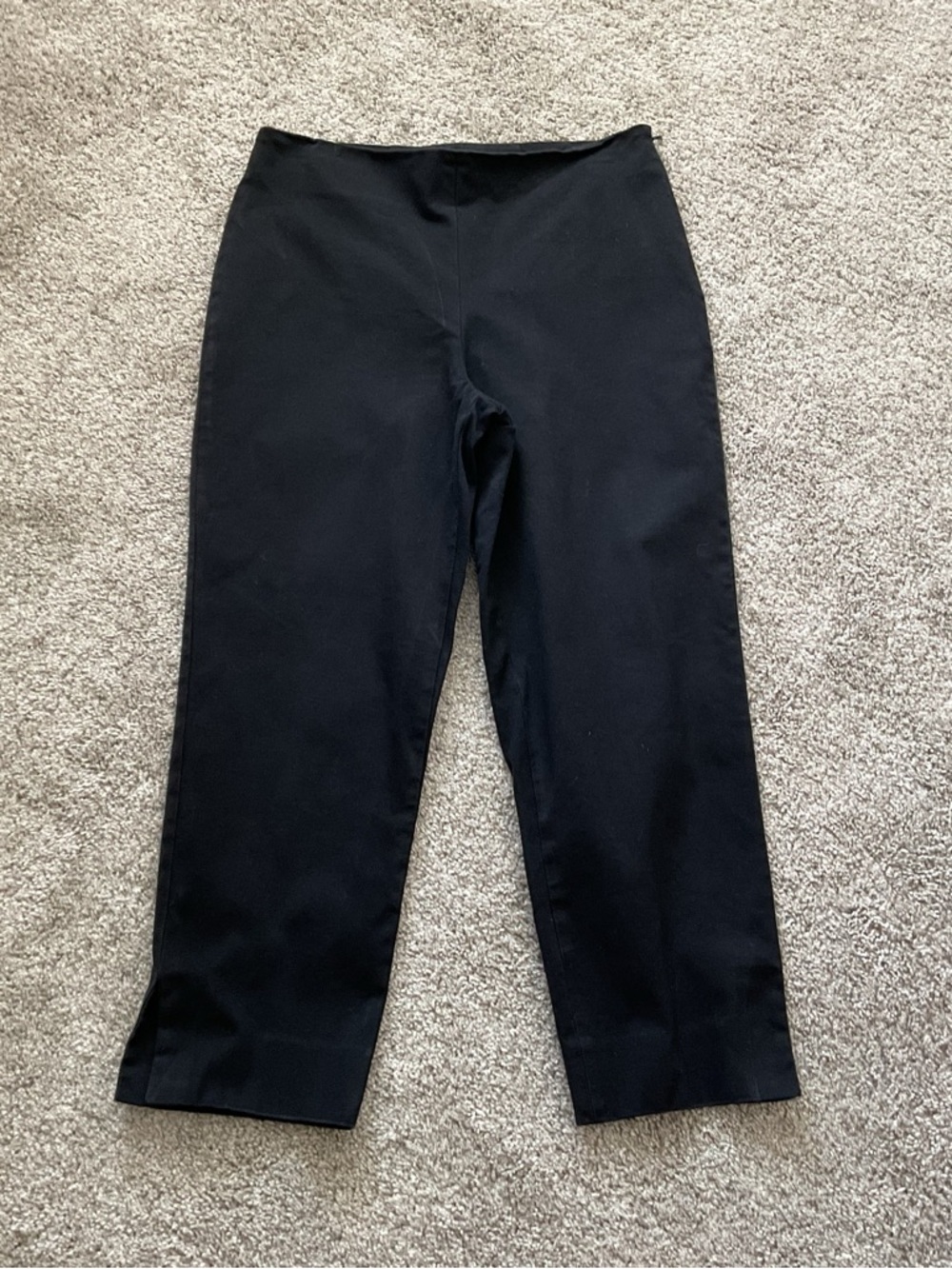 Gunex Pants Italy Woman’s Cropped Black Cotton Blend Side Zip Size 40 US 8